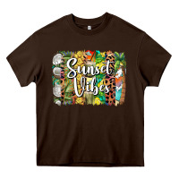Chocolate Brown sunset vibes brush stroke Heavy Core Tee - BarkalooDesign
