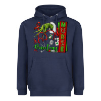 Navy Christmas Character Nurse Heavyweight Hoodie - NancyCooperArtShop
