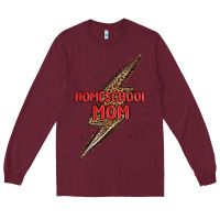 Burgundy homeschool mom lightning bolt Long Sleeve Tee - MaliasSmallBusiness