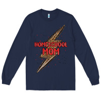 Navy homeschool mom lightning bolt Long Sleeve Tee - MaliasSmallBusiness