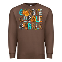 Chestnut Gobble Gobble Gobble with Turkey Premium Sweatshirt - texasbilliewilder