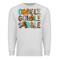Dove Grey Gobble Gobble Gobble with Turkey Premium Sweatshirt - texasbilliewilder