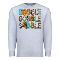Heather Grey Gobble Gobble Gobble with Turkey Premium Sweatshirt - texasbilliewilder