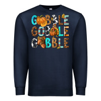Navy Gobble Gobble Gobble with Turkey Premium Sweatshirt - texasbilliewilder