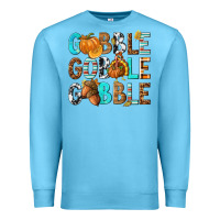 Ocean Blue Gobble Gobble Gobble with Turkey Premium Sweatshirt - texasbilliewilder