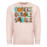 Pale Pink Gobble Gobble Gobble with Turkey Premium Sweatshirt - texasbilliewilder