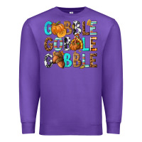 Purple Gobble Gobble Gobble with Turkey Premium Sweatshirt - texasbilliewilder