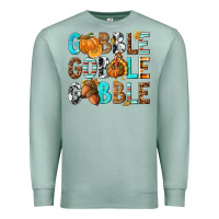 Seafoam Gobble Gobble Gobble with Turkey Premium Sweatshirt - texasbilliewilder
