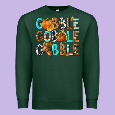 Gobble Gobble Gobble With Turkey Premium Sweatshirt Designed By Texasbilliewilder