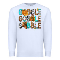 White Gobble Gobble Gobble with Turkey Premium Sweatshirt - texasbilliewilder