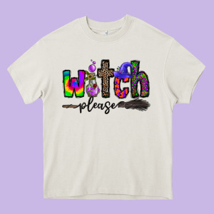Witch Please Heavy Core Tee Designed By Cowhidedigitalart