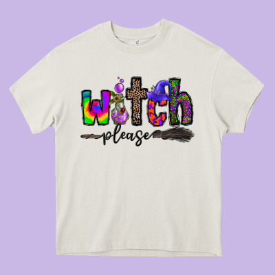 Witch Please Heavy Core Tee Designed By Cowhidedigitalart