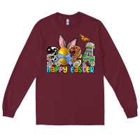 Burgundy 2024 Happy Easter Long Sleeve Tee - NancyCooperArtShop