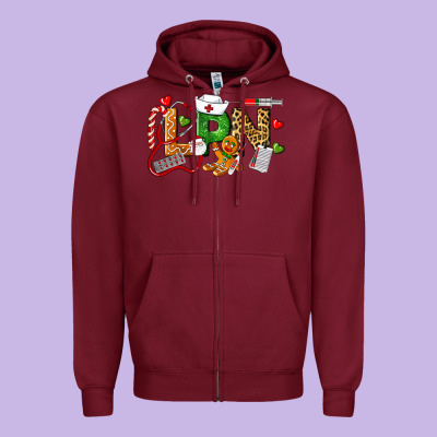 Christmas Lpn Certified Nursing Assistant Zipper Hoodie Designed By Lillyallendesigns