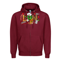 Burgundy Christmas lpn certified nursing assistant Zipper Hoodie - LillyAllenDesigns