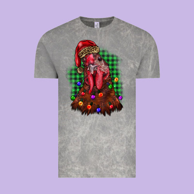 Christmas Rooster Vintage Tee Designed By Barkaloodesign