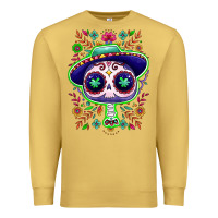 Antique Gold Mexican Day of dead sugar skull Premium Sweatshirt - NancyCooperArtShop