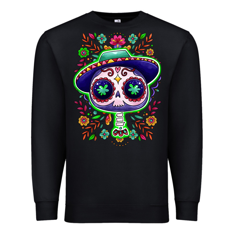 Mexican Day Of Dead Sugar Skull Premium Sweatshirt by NancyCooperArtShop | Teevron