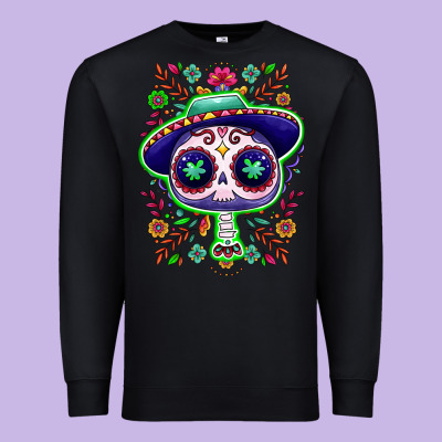 Mexican Day Of Dead Sugar Skull Premium Sweatshirt Designed By Nancycooperartshop