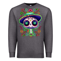 Charcoal Heather Mexican Day of dead sugar skull Premium Sweatshirt - NancyCooperArtShop