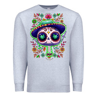 Heather Grey Mexican Day of dead sugar skull Premium Sweatshirt - NancyCooperArtShop