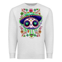Oatmeal Heather Mexican Day of dead sugar skull Premium Sweatshirt - NancyCooperArtShop
