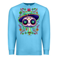Ocean Blue Mexican Day of dead sugar skull Premium Sweatshirt - NancyCooperArtShop