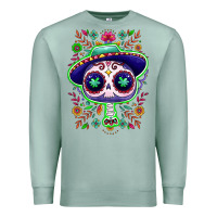 Seafoam Mexican Day of dead sugar skull Premium Sweatshirt - NancyCooperArtShop