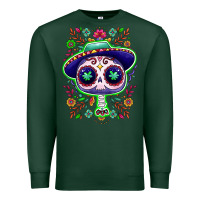 Sports Green Mexican Day of dead sugar skull Premium Sweatshirt - NancyCooperArtShop