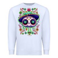White Mexican Day of dead sugar skull Premium Sweatshirt - NancyCooperArtShop