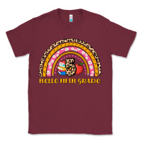 Burgundy back to school rainbow hello fifth grade Classic Tee - AdoDesignShop