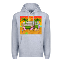 Heather Grey summer caravan Premium Hoodie - TumblerDesignByShophia