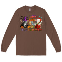Chestnut Happy Hallothanksmas goats Long Sleeve Tee - NancyCooperArtShop