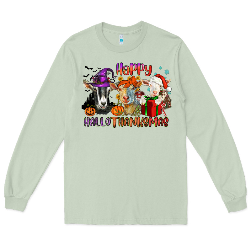 Happy Hallothanksmas Goats Long Sleeve Tee by NancyCooperArtShop | Teevron