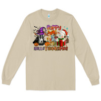 Mushroom Happy Hallothanksmas goats Long Sleeve Tee - NancyCooperArtShop