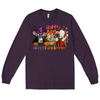 Plum Happy Hallothanksmas goats Long Sleeve Tee - NancyCooperArtShop