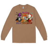 Toasted Coconut Happy Hallothanksmas goats Long Sleeve Tee - NancyCooperArtShop