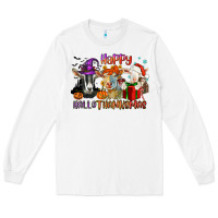 White Happy Hallothanksmas goats Long Sleeve Tee - NancyCooperArtShop