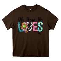 Chocolate Brown Oh how he loves us Heavy Core Tee - Neo Western