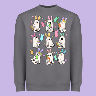 Bunny Ghost Heavyweight Sweatshirt Designed By Maliassmallbusiness