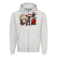 Dove Grey Christmas Suffolk Sheep And Baby Suffolk Sheep Zipper Hoodie - LillyAllenDesigns