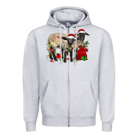 Heather Grey Christmas Suffolk Sheep And Baby Suffolk Sheep Zipper Hoodie - LillyAllenDesigns