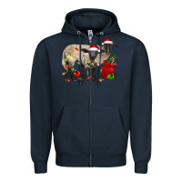 Navy Christmas Suffolk Sheep And Baby Suffolk Sheep Zipper Hoodie - LillyAllenDesigns