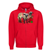 Red Christmas Suffolk Sheep And Baby Suffolk Sheep Zipper Hoodie - LillyAllenDesigns