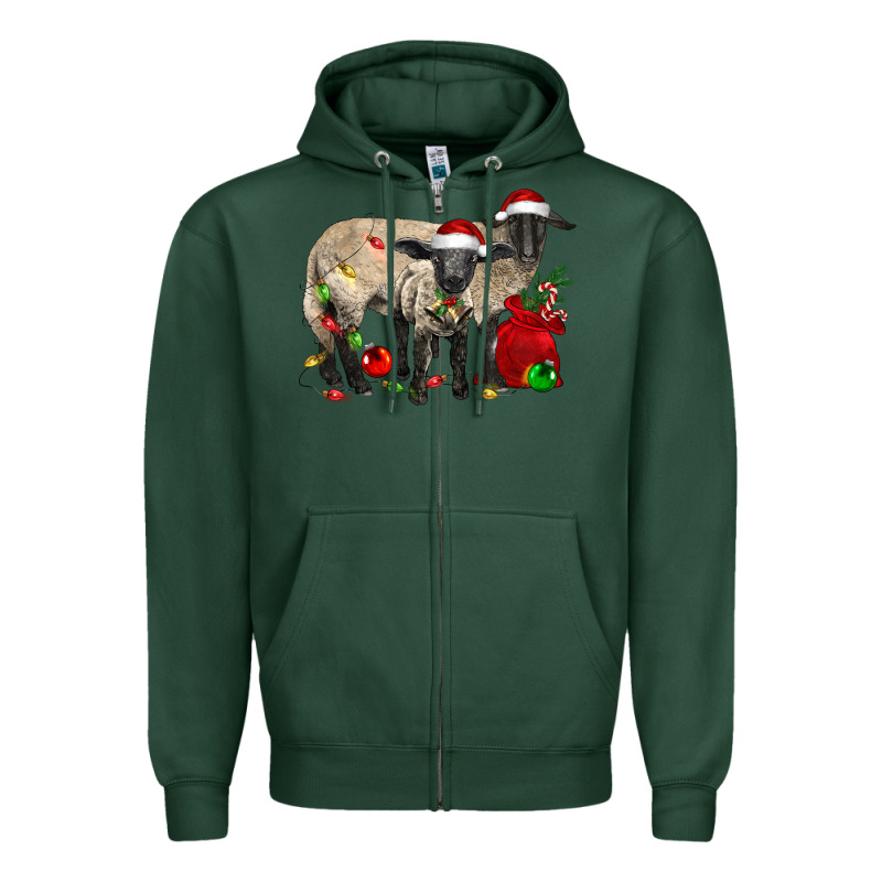 Christmas Suffolk Sheep And Baby Suffolk Sheep Zipper Hoodie by LillyAllenDesigns | Teevron
