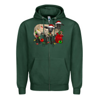 Sports Green Christmas Suffolk Sheep And Baby Suffolk Sheep Zipper Hoodie - LillyAllenDesigns