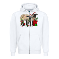 White Christmas Suffolk Sheep And Baby Suffolk Sheep Zipper Hoodie - LillyAllenDesigns