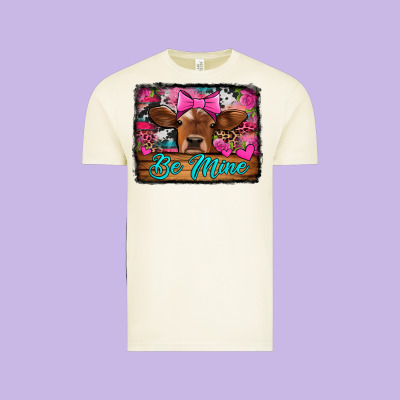 Be Mine Valentine's Day Cow Vintage Tee Designed By Jasminsmagicworld