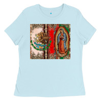 Baby Blue Virgin Mary Mexican Flag Ladies Tee - CTS Tumbler Store