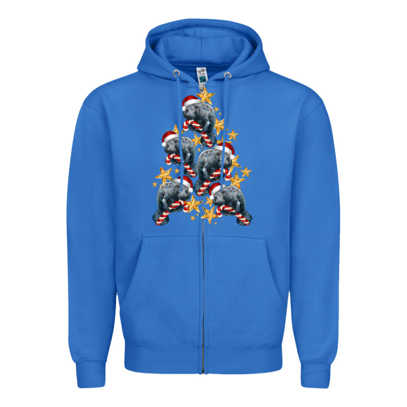 Christmas Tree With Manatee Zipper Hoodie by LillyAllenDesigns | Teevron